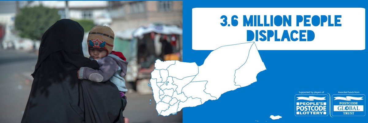 HI_UK's tweet photo. 3.6 million people are displaced in Yemen.

#ExplosiveWeapons are denying civilians access to basic services to survive. Read HI's report 👉 https://t.co/L1BP3mTaDE

Thanks to Players of People's @PostcodeLottery, HI UK is able to continue to campaign to #StopBombingCivilians. https://t.co/kGjfJKURTQ