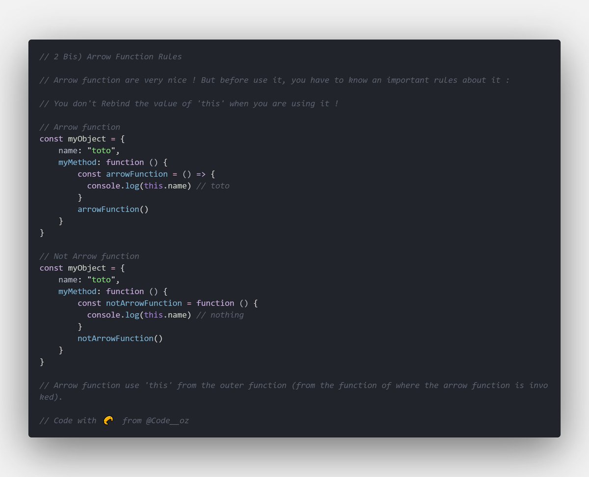 Code__oz's tweet photo. I Almost forgot the Arrow Function ! 
 #javascript #100daysofcoding #100DaysOfCode #javascript30 #CodeNe
#type
#VueJs https://t.co/X0Tm7svifd