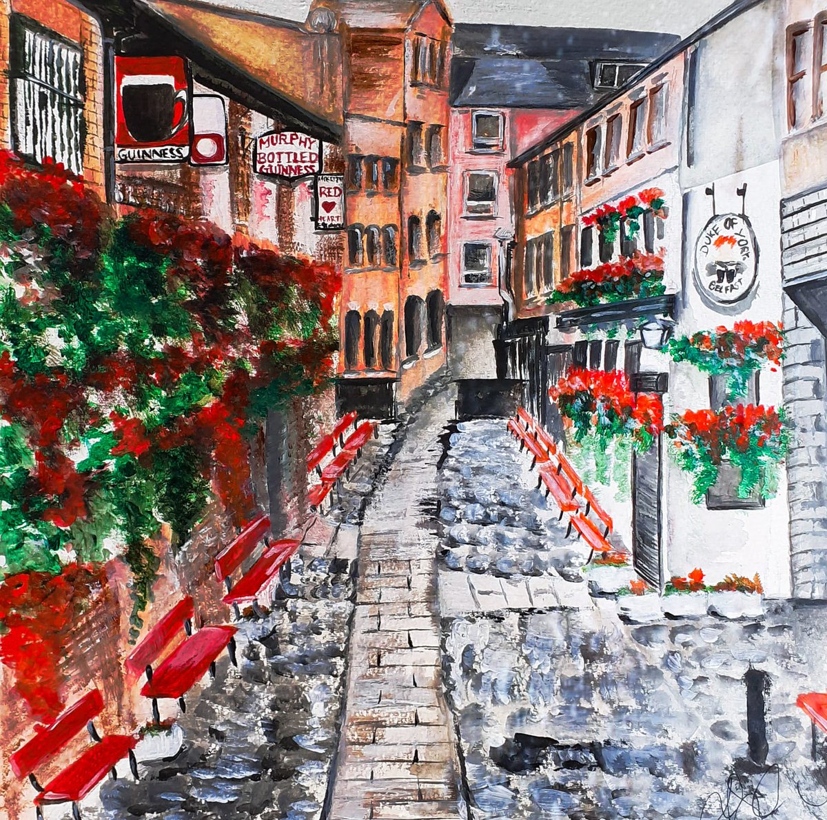 During lockdown this little street has been very quieter @doybelfast Can't wait until it's buzzing again with the #belfastcraic. @VisitBelfast @BelfastBID @CQBelfast #Belfast #Cathedralquarterbelfast #visitbelfast #discoverNI #belfastartist #northernireland #irishart @IrishArt