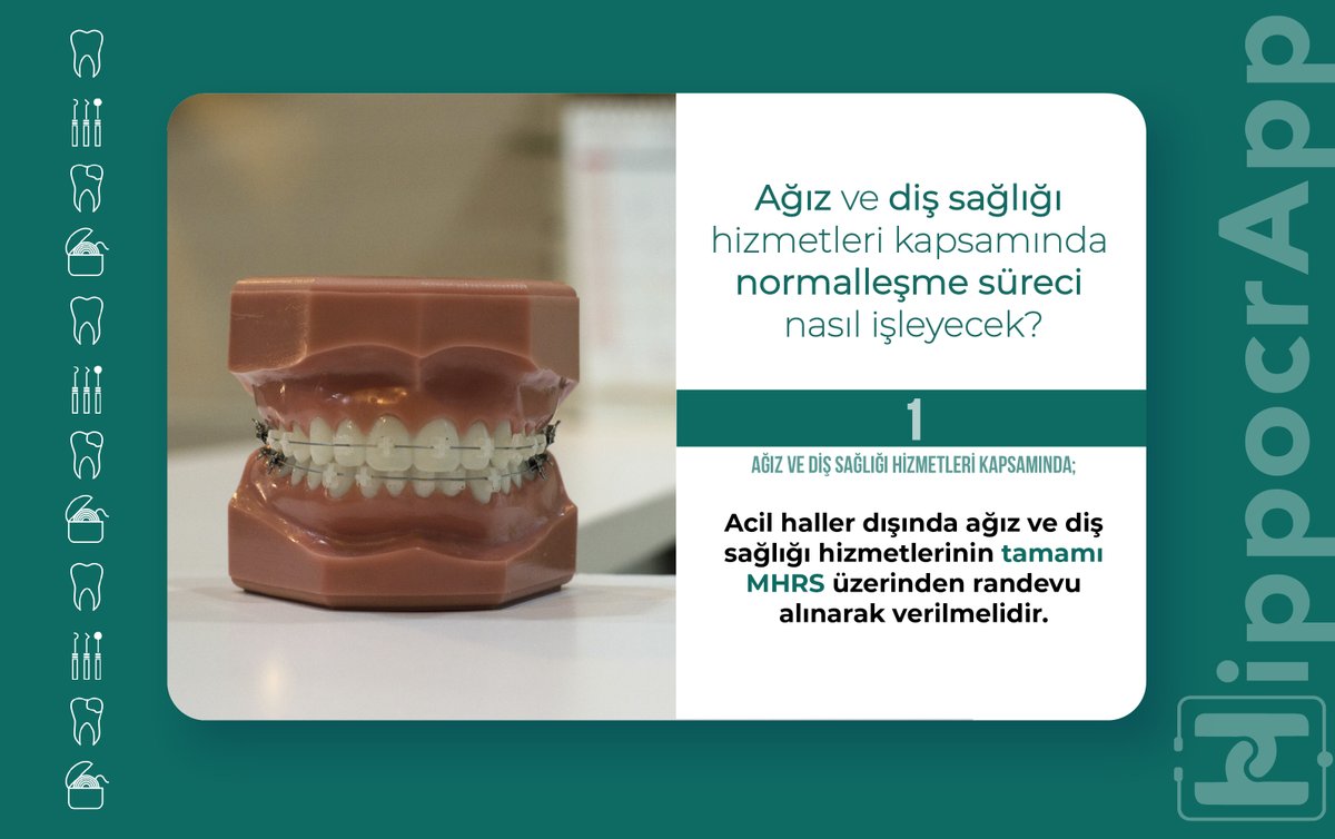 MedklikApp's tweet photo. Ağız ve diş sağlığı hizmetleri kapsamında normalleşme süreci nasıl işleyecek?
https://t.co/RduUFeMI6g
#HippocrApp #Tıp #Hekim #DişHekimi #Vaka https://t.co/0pUa8DPrvk