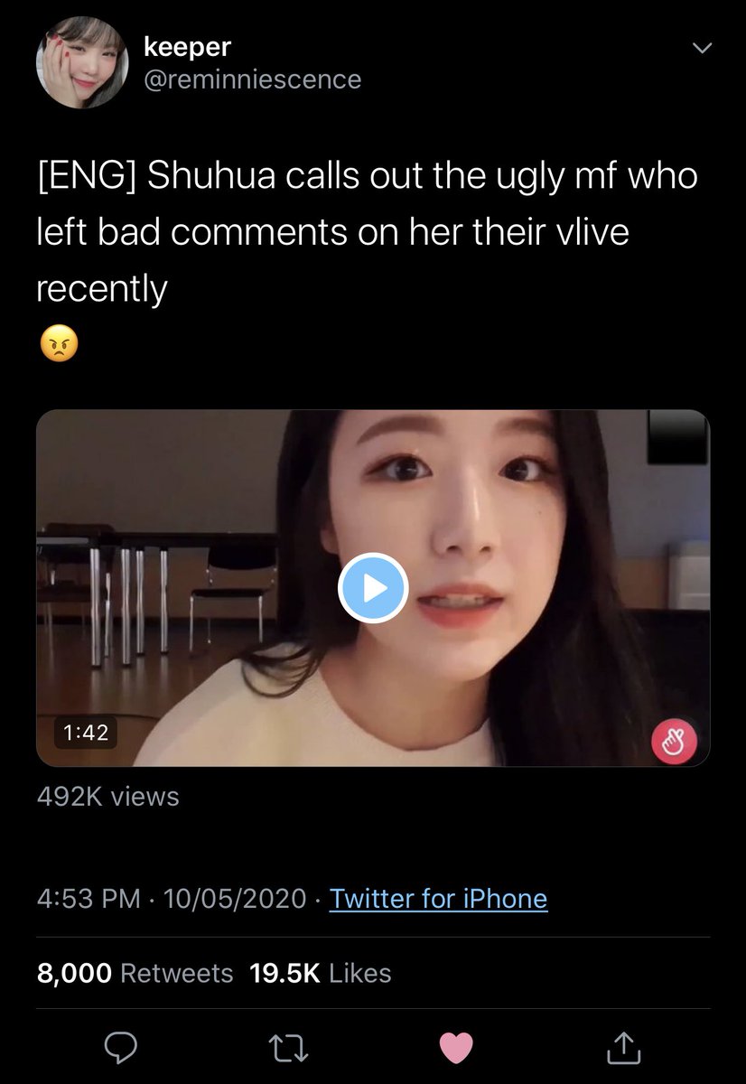 Shuhua going viral for responding to an hater  @G_I_DLE