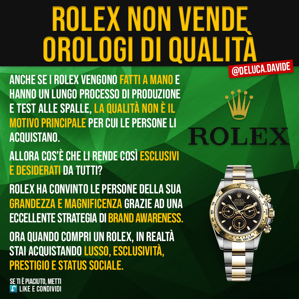 Sei veramente convinto che i Rolex siano i migliori orologi in circolazione? Cosa li rende così esclusivi e desiderati? Il marketing. L'attività di #brandawareness e #productplacement legato a figure come James Bond ha creato la magia.
#digitalentrepreneur #digitalcreators