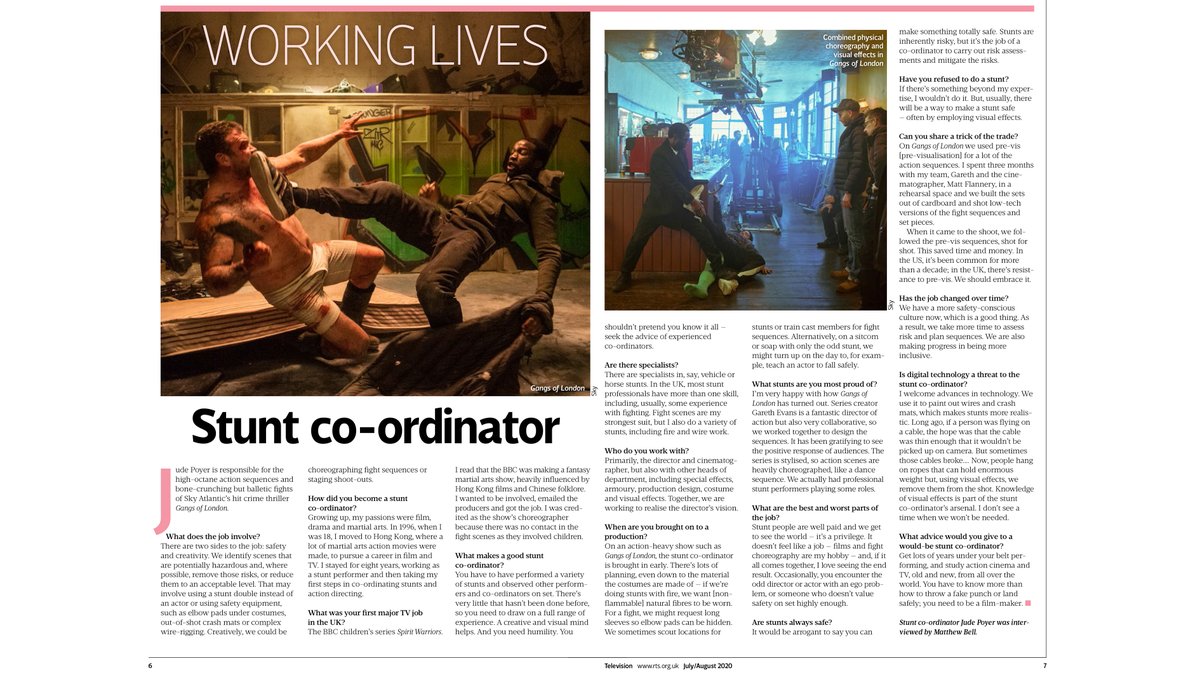 ReelPowerStunts's tweet photo. Talking to the Royal Television Society Magazine @RTS_media about #stunts #actiondesign #filmmaking &amp; #GangsofLondon . 
https://t.co/J4FvMBRB6z https://t.co/WA9PpFivTa