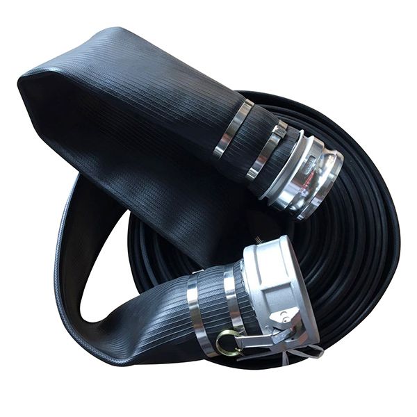 PVC Nitrile Rubber Layflat Hose 
It is lighter and less bulky than most rubber discharge hoses.
Used in many varied applications, with limited oil and chemical use.
Resisits abrasion and weathering. Resisits kinking and stretching while in service.