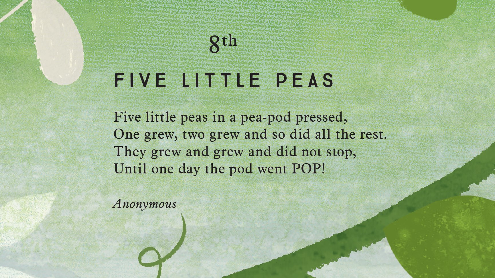Nosy Crow Books on X: "Today's #NosyCrowPoemADay is FIVE LITTLE PEAS! Do  you have a vegetable patch in your garden? 🥕 🌽 🍅 Discover a nature poem  for every day of the