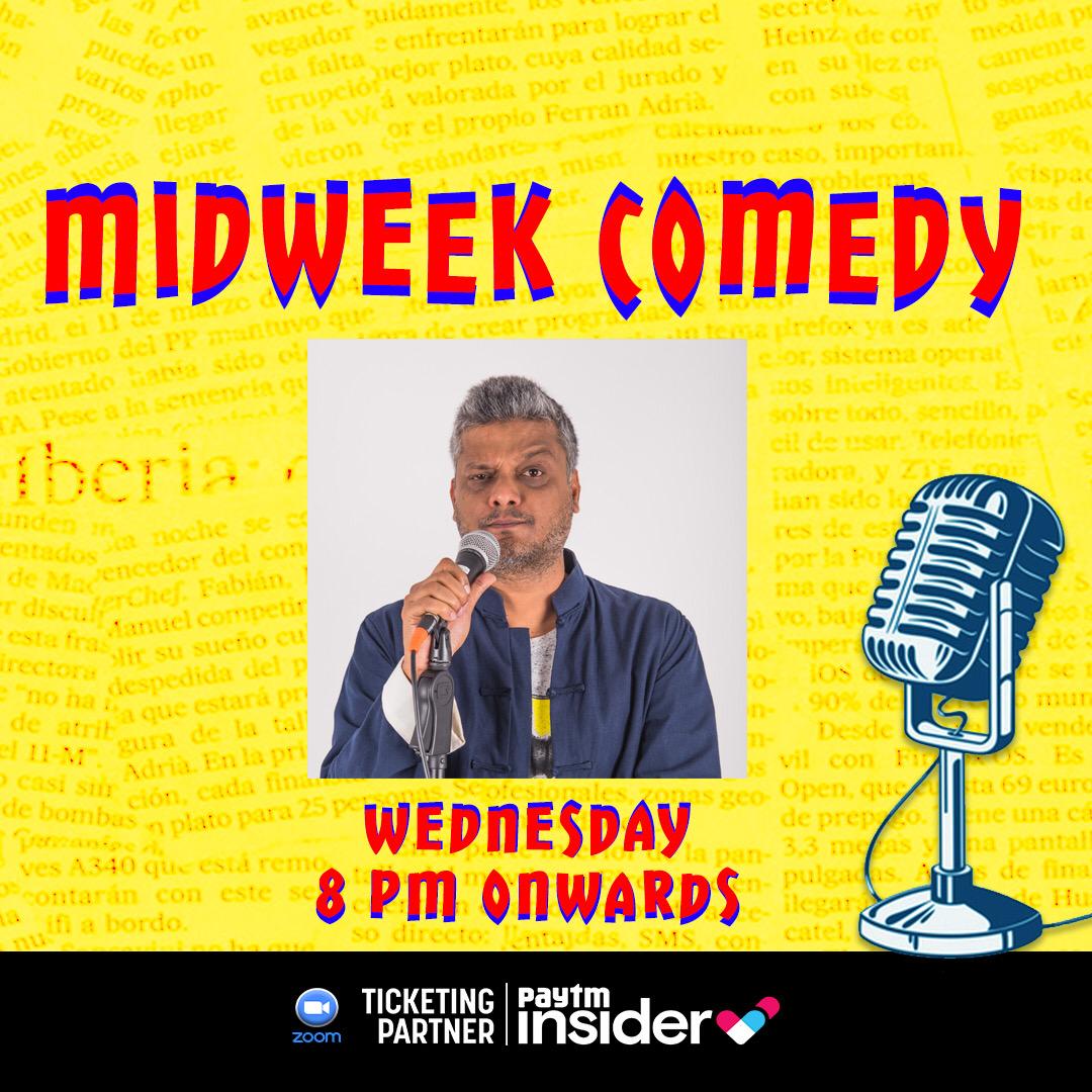 sumank's tweet photo. #MidweekComedy Doing a spot in tonight's show ft @BaggyTheComic Few tickets left. 

Grab yours: https://t.co/x882wNsb8H
#standupcomedy #ZoomShows 

P.S. For some strange reason the ticket is priced at INR 21. Bhavneet is a gangster! https://t.co/nFfpycfwTr