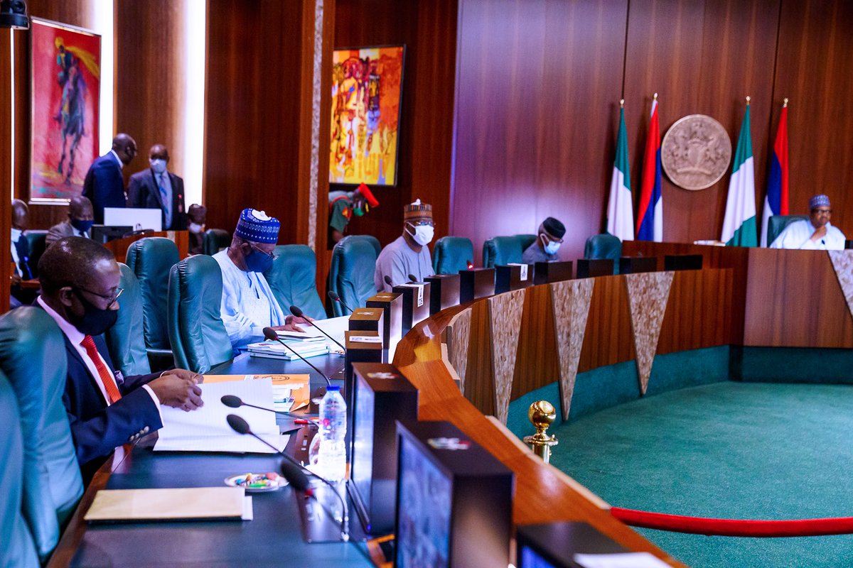 BNMC_Borno's tweet photo. PHOTOS: President @MBuhari presides over the weekly virtual Federal Executive Council (FEC) Meeting, at the Council Chambers, State House, Abuja. https://t.co/OJBZe3OB7M
