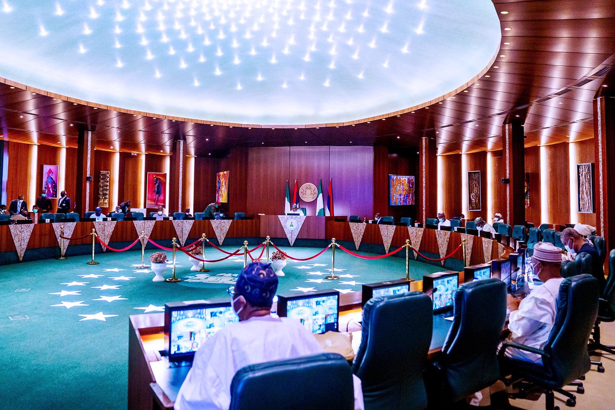 BNMC_Borno's tweet photo. PHOTOS: President @MBuhari presides over the weekly virtual Federal Executive Council (FEC) Meeting, at the Council Chambers, State House, Abuja. https://t.co/OJBZe3OB7M