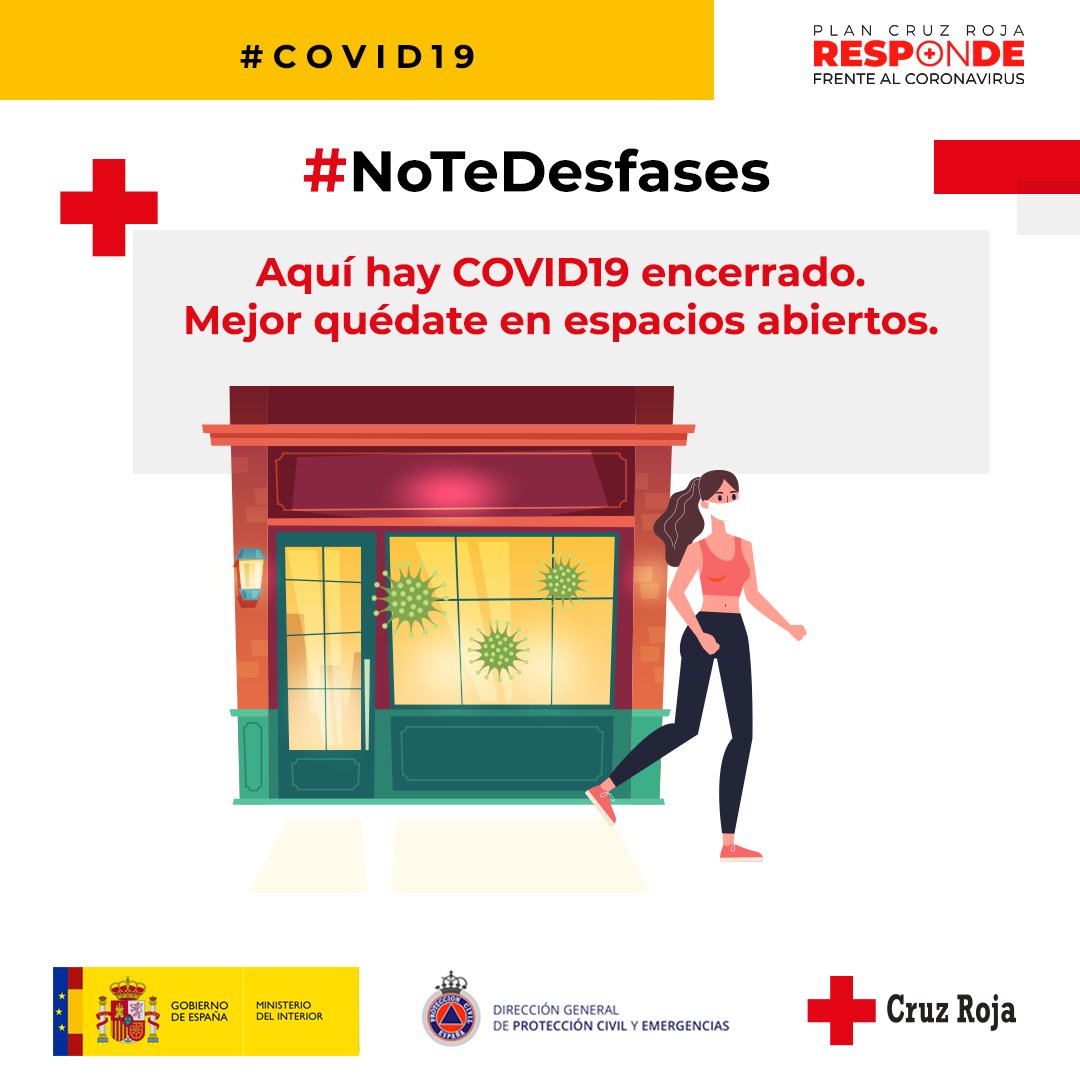 CruzRojaMostole's tweet photo. #NoTeDesfases, campaña de @CruzRojaEsp y @proteccioncivil  con la que invitamos a #reflexionar sobre todos los gestos de tu día al día que puedes realizar un nivel individual para controlar la transmisión del virus. #CruzRojaResponde #COVID19 https://t.co/VeNNQie0Az