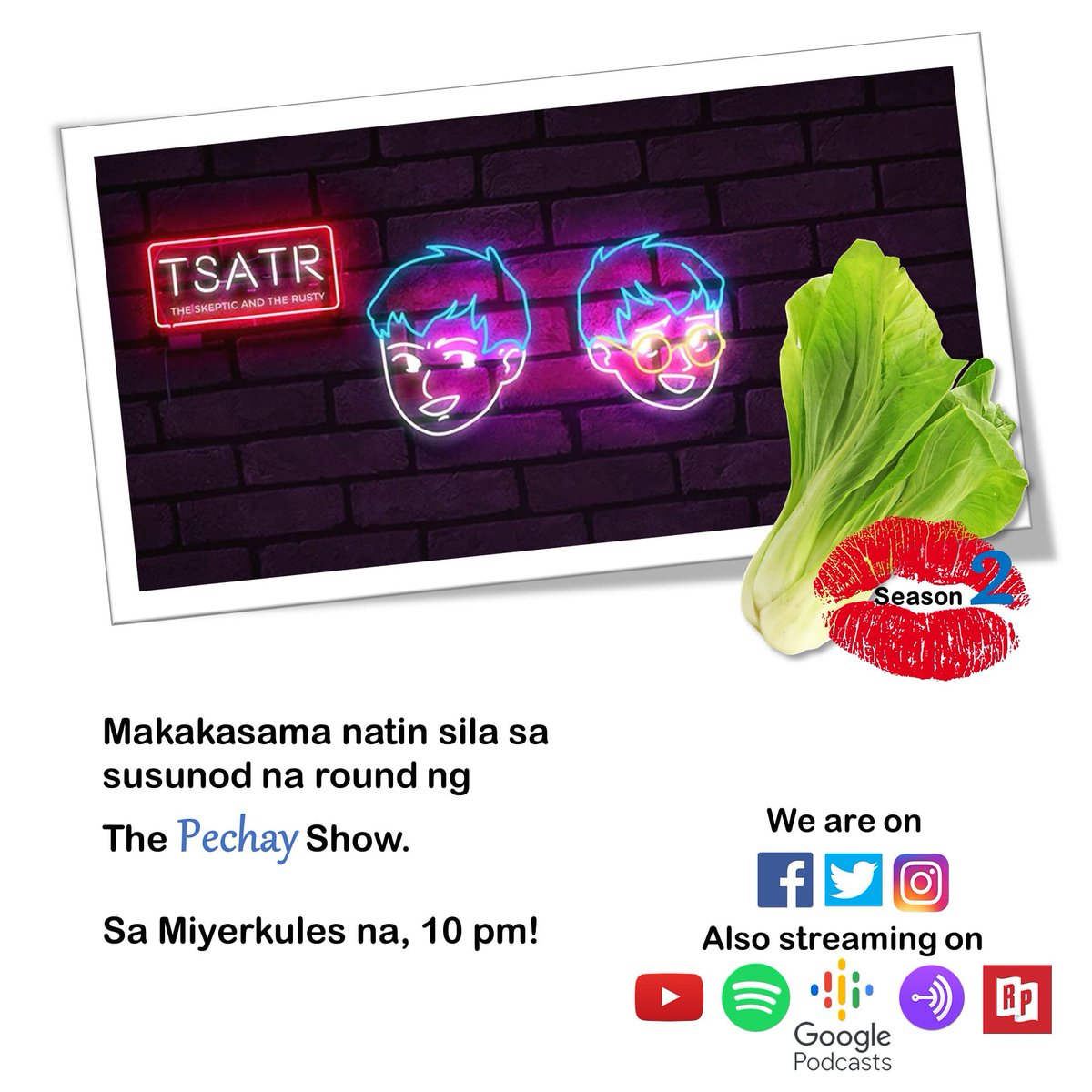 PechayShow's tweet photo. Thanks to @SkepticAndRusty for guesting ☺️

Mamayang 10PM! Tune in. Reveal namin mga fave positions namin and which ones we'll never do again.

#ThePechayShow #tsatr #usapangSex #podcastph #philippinepodcastdirectory #sexpodcast #sexpositions https://t.co/Ni84DeeL0G