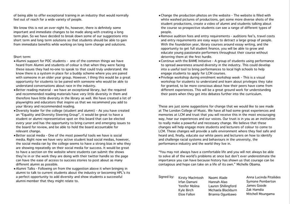 ElsieFallon's tweet image. #Representation is extremely important in the arts. Change must come from #Dramaschools and Universities first. This is why we have written to University of West London &amp;amp; London College of Music to demand positive change.
I stand by positive change at LCM. #changeforLCM
