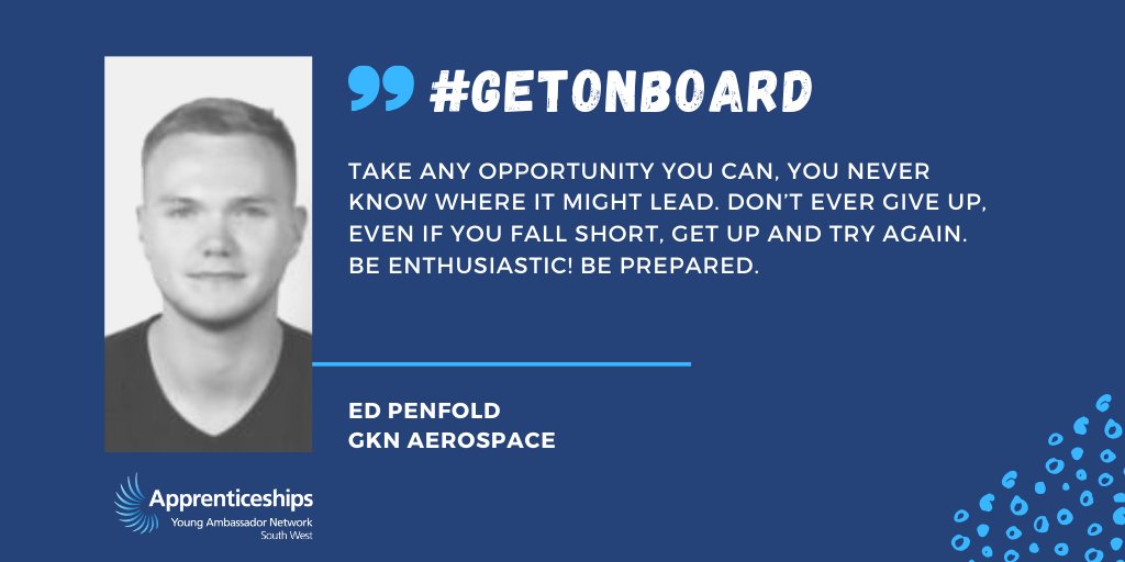 South West Apprenticeship Ambassador Network (@southwestaan) on Twitter photo Opportunity is the name of the game with an apprenticeship - which is why we're encouraging young people to
#GetOnBoard. Opportunity is the name of the game with an apprenticeship - which is why we're encouraging young people to
#GetOnBoard.