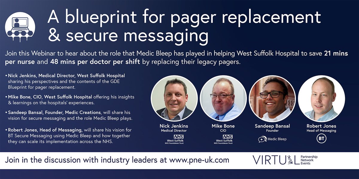 HealthPartNet's tweet photo. Secure your spot now!
Join this free webinar on 16th July at 11am, hosted by @MedCreations and @BTBusiness, and find out how @WestSuffolkNHS saved 21 minutes per nurse and 48 minutes per doctor per shift by replacing non-emergency pagers.

https://t.co/fGHFxEzcTz https://t.co/b6r2Cg2ONh