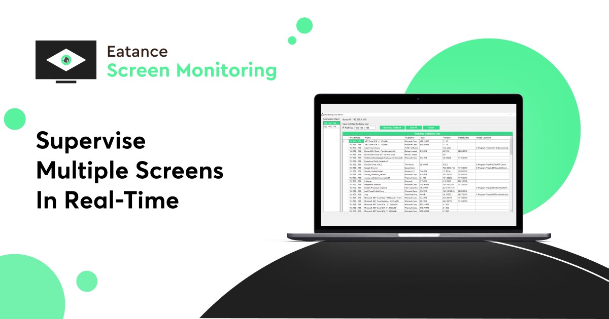 Real-time supervision now made easy with Eatance Screen Monitoring

#screenmonitoringapp #screenmonitoring #screenmonitor #eatance #eataceapp