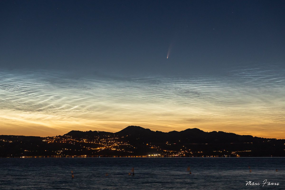 Marc FAVRE (@mrc_fvr) on Twitter photo Spectacle incroyable sur les rives du Léman avec l'apparition de magnifiques nuages #noctiluques au moment du lever de la #comète C/2020 F3 #NEOWISE #heymeteofrance <a href="/infoclimat/">Asso Infoclimat</a> Spectacle incroyable sur les rives du Léman avec l'apparition de magnifiques nuages #noctiluques au moment du lever de la #comète C/2020 F3 #NEOWISE #heymeteofrance <a href="/infoclimat/">Asso Infoclimat</a>