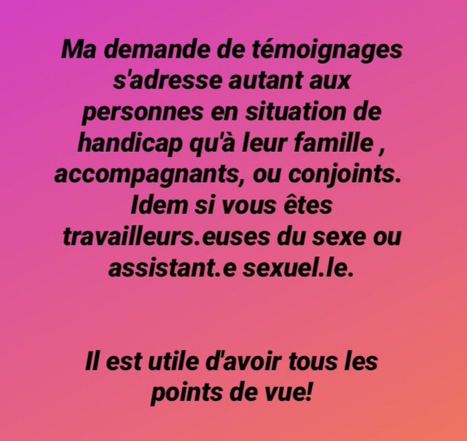 Merci de partager! https://t.co/wqUBxo2zyU  #handicap #sexualit&eacute; #accompagnement  #bien&ecirc;tre https://t<a href="/tag/handicap"class="tags">#handicap</a><a href="/tag/sexualit%C3%A9"class="tags"><span>#sexualit&eacute;</span></a><a href="/tag/bien%C3%AAtre"class="tags"><span>#bien&ecirc;tre</span></a><a href="/tag/accompagnement"class="tags"><span>#accompagnement</span></a>