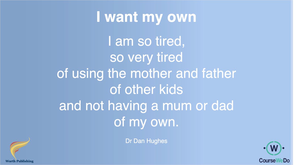 Friday 3.30pm-Dan Hughes webinar FREE

<a href="/dhughes202/">Dan Hughes</a> <a href="/ddpnetwork/">DDP Network</a> and guests <a href="/georgehullcentr/">George Hull Centre for Children & Families</a> <a href="/KimSGolding/">Kim Golding</a> <a href="/FamilyFuturesUK/">Family Futures</a> <a href="/readanndix/">Ann Dix</a> <a href="/grahammusic1/">graham music</a>

on their reflections of working with #CYP in care

Register now coursewedo.com/webinars

#FosterCare #Adoption #trauma #psychology