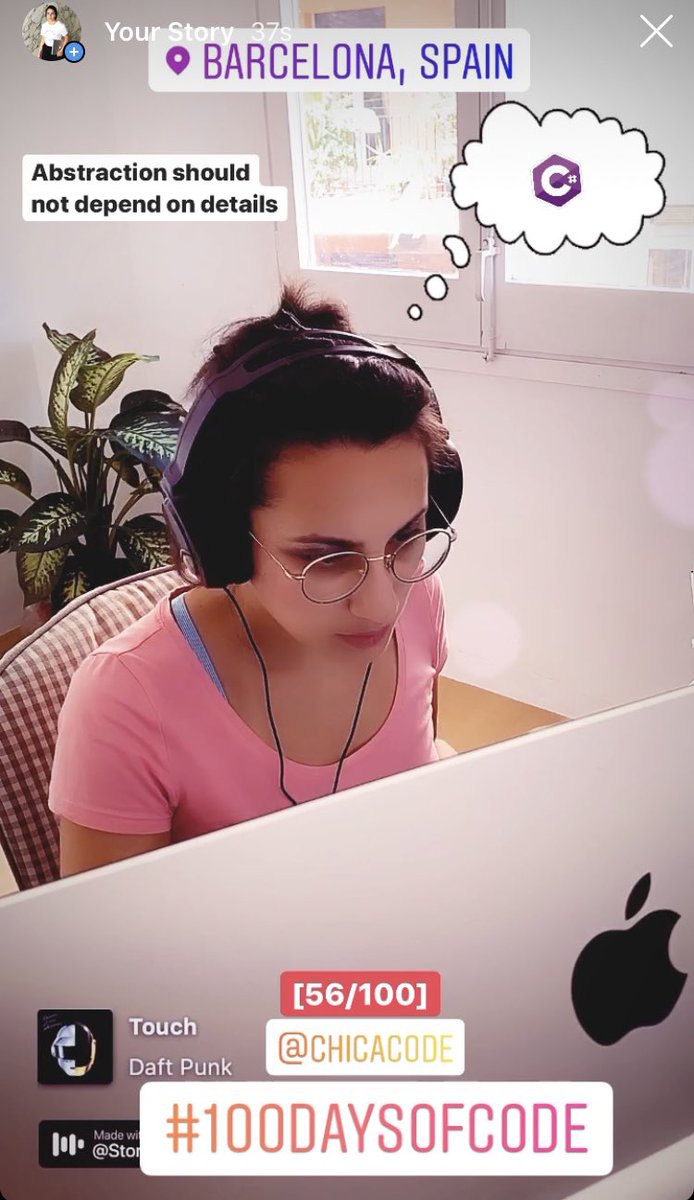 chicacode's tweet photo. [56/100] #100DaysOfCode #chicacode abstractions should not depend on details #Software #developer #programmer #WomenWhoCode #Barcelona #spain #coders develop your mind https://t.co/iBOsxTRoVf