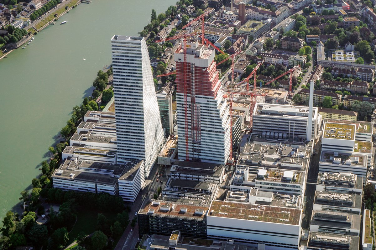 mfgbasel's tweet photo. The new @roche_schweiz Building 1 &amp; 2 in #Basel. Building 2 is currently under construction and will be the highest building in #Switzerland when finnished 🚧🏗️👷‍♀️ https://t.co/hVXyh9KLYS