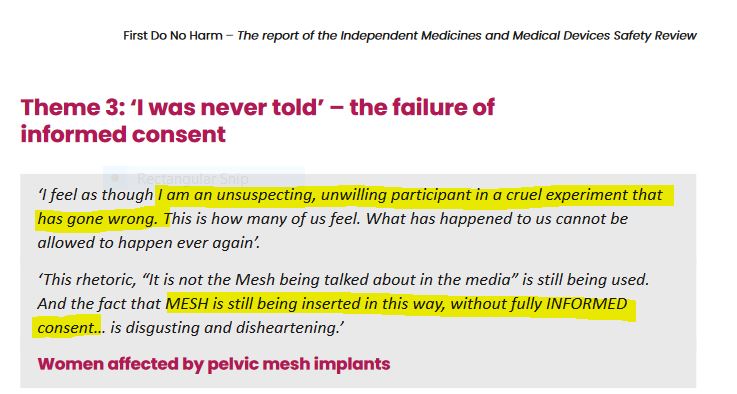 HysteroscopyA's tweet photo. "I feel as though I am an unsuspecting, unwilling participant in a cruel experiment that has gone wrong,"  a MESH patient tells the #CumberlegeReview  So familiar to thousands of outpatient #hysteroscopy patients who are expected to be grateful for excruciating pain &amp; PTSD. https://t.co/wVB19TWna9