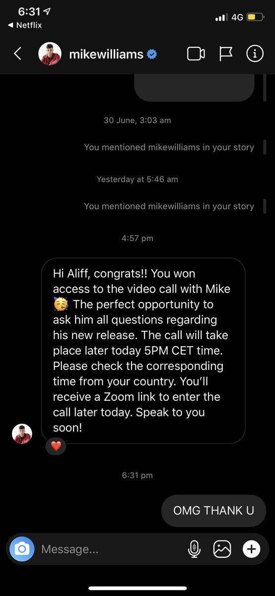 aliff_sani's tweet photo. HOLY SHIT IM GONNA BE IN A VIDEO CALL WITH @mikewilliamsdj LATER ON TONIGHT https://t.co/4qsPpkOqjX