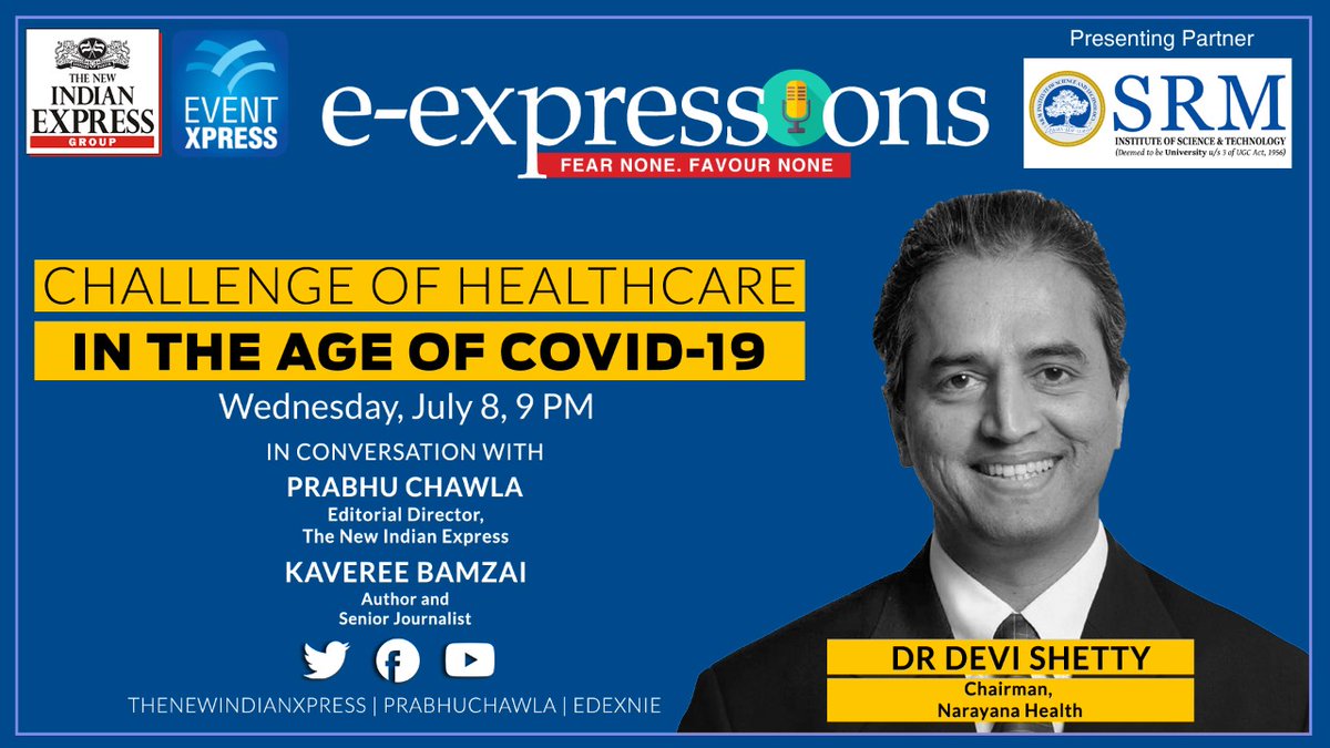 kavereeb's tweet photo. Fascinating conversation with one of indias foremost doctors. Dont miss it if you want to know how india has coped with COVID so far and the road ahead. #devishetty in conversation with @PrabhuChawla and me. #spreadinformation not ignorance. @NewIndianXpress https://t.co/rxv15qeA7q