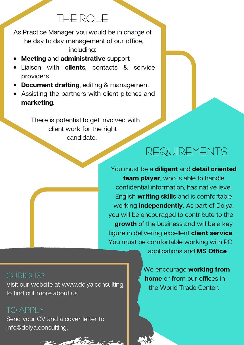 We're hiring! @DolyaConsulting has been exceptionally fortunate to enjoy a successful start to 2020, and are consequently recruiting for a Practice Manager to join our team here in beautiful, sunny #Gibraltar. #startyourcareeer