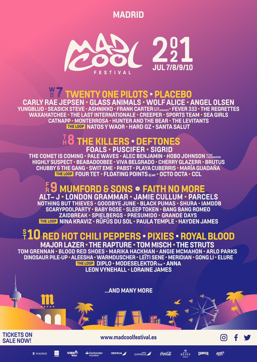 ChiliPeppers's tweet photo. SPAIN! Red Hot Chili Peppers are headlining @madcoolfestival in Madrid in July 2021 ❤️🇪🇸💛

https://t.co/8w1GuxVtGg https://t.co/59uEF3j9LI