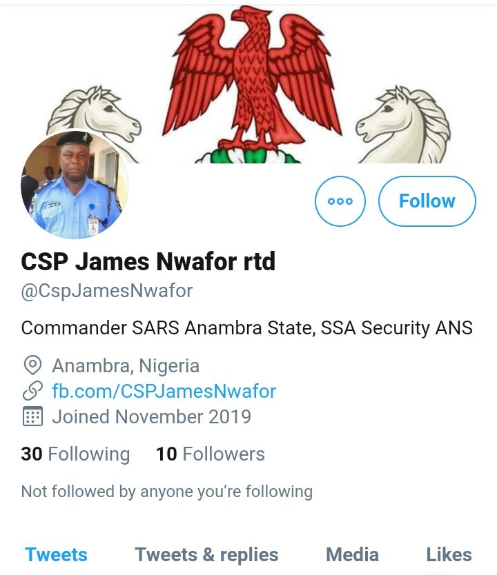 It appears Mr. James Oshim Nwafor is now retired from the Nigeria  @PoliceNG and is on  @Twitter with the handle  @CspJamesNwafor.
