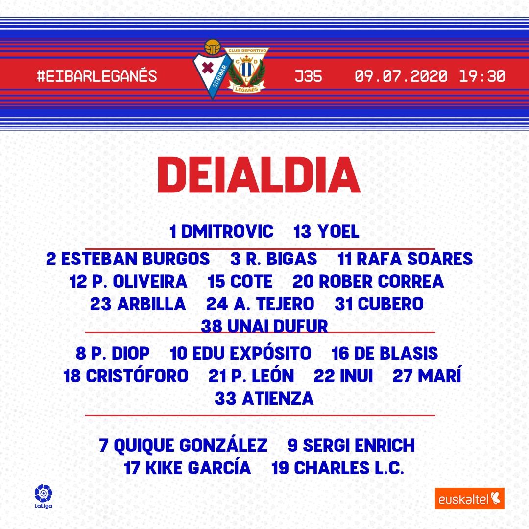 📋 DEIALDIA 🔹 CONVOCATORIA 🆚 <a href="/CDLeganes/">C.D. Leganés</a> 

#EibarLeganés #DenokArmagin💙❤