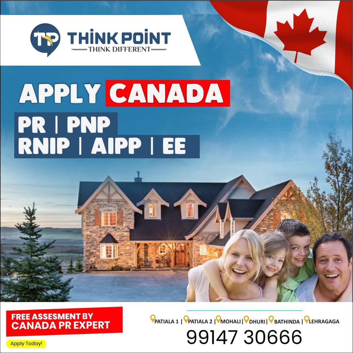 PointThink's tweet photo. Apply CANADA π¨π¦π¨π¦π¨π¦
PR / PNP / RNIP / AIPP /EEππβ
Free Assesment by Canada PR Experts π²π²
Apply Today ππβ
#Thinkpoint #Thinkpoint_Education
#ielts #PTE #VisaConsultant #studyAbroad
#immigartion #spokenenglish #patiala
Call 99147-30666 https://t.co/mK5tRIOuGn