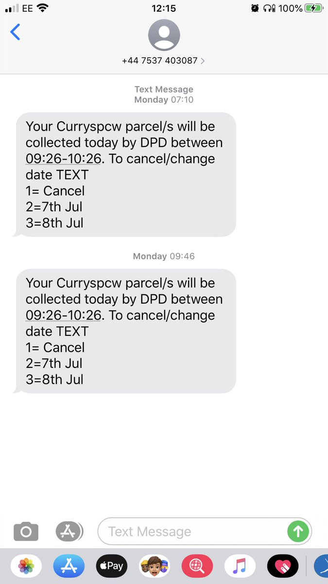 dominiquestagg's tweet photo. @TeamKnowhowUK @Consumer_Sue @BBCWatchdog So @curryspcworld arrange for a collection for the duplicate parcel you didn’t order. #dpd text to say they’re coming and then they don’t show! In the meantime you still have the money you took from me! All while I’m recovering from surgery! #poorservice #CustomerExperience https://t.co/y0Shkia589