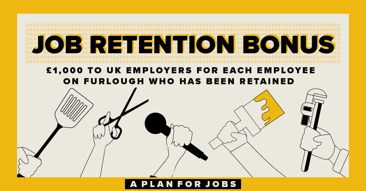 Companies will receive a £1,000 bonus for each furloughed employee who is still employed as of 31 January 2021. #PlanForJobs