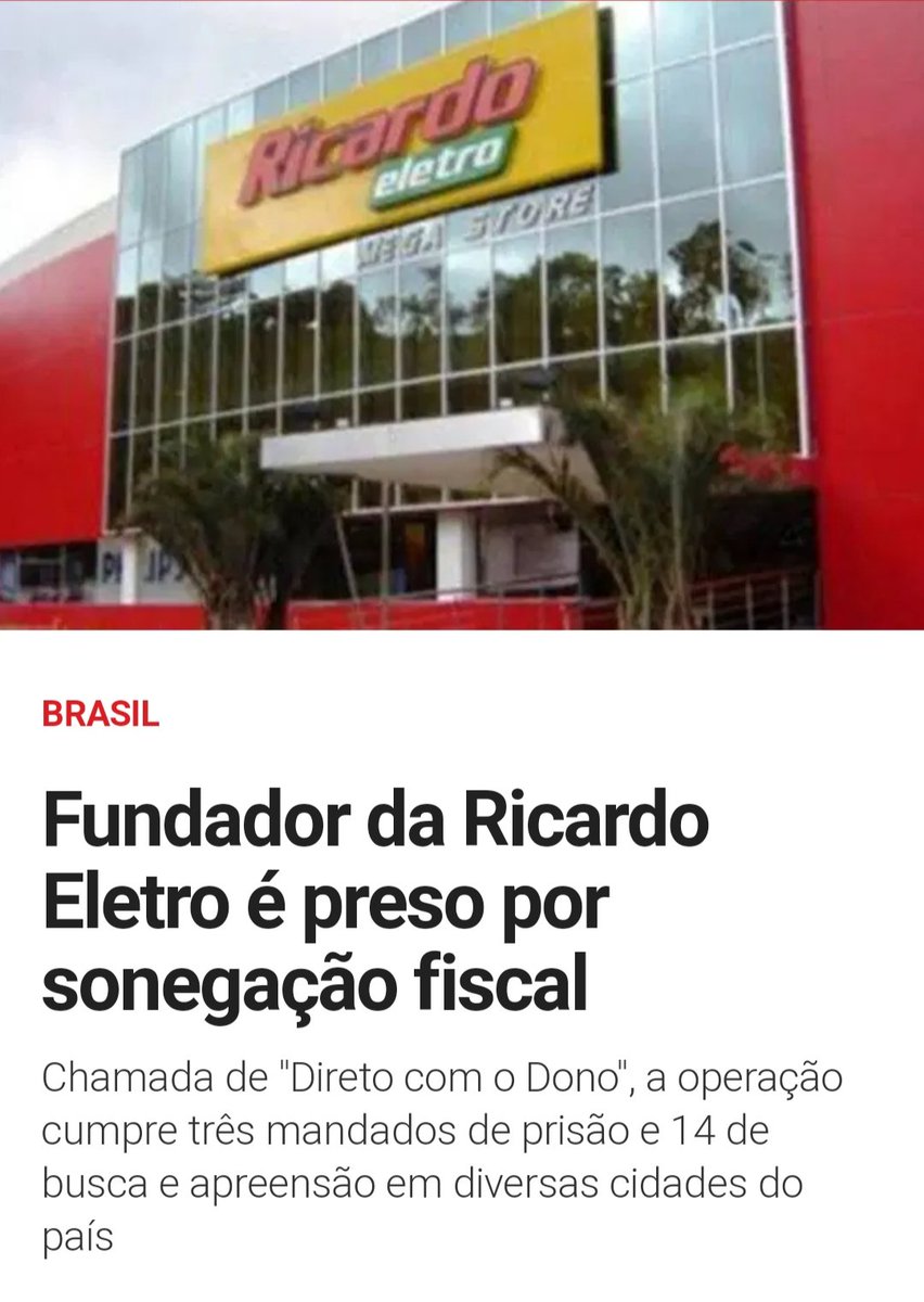 BusinessRoraima's tweet image. A operação deflagrada na manhã desta quarta-feira (8) pelo Ministério Público de MG e pela Receita Federal prendeu o fundador da rede varejista Ricardo Eletro. A filha de Ricardo, Laura Nunes, e o irmão dele, Rodrigo Nunes, também foram presos na região de Belo Horizonte.