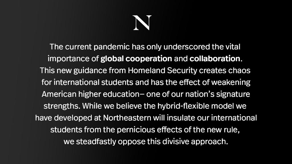 A statement from Northeastern University.