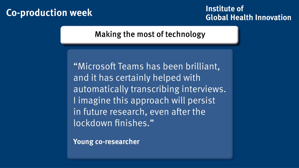 To help ensure the YPAG were equal partners in our study, they were given temporary Imperial employment status. This meant they had  @imperialcollege email addresses, with access to a shared email and  @Microsoft Teams accounts to conduct interviews.6/10