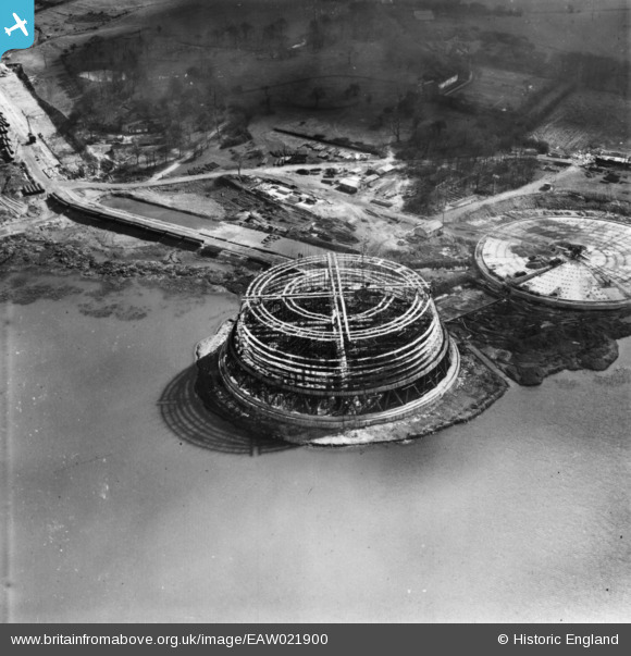 And on 8 April 1949, over Westwood (Ashton-in-Makerfield), the skeletal base of another cooling tower. https://britainfromabove.org.uk/en/image/EAW021900