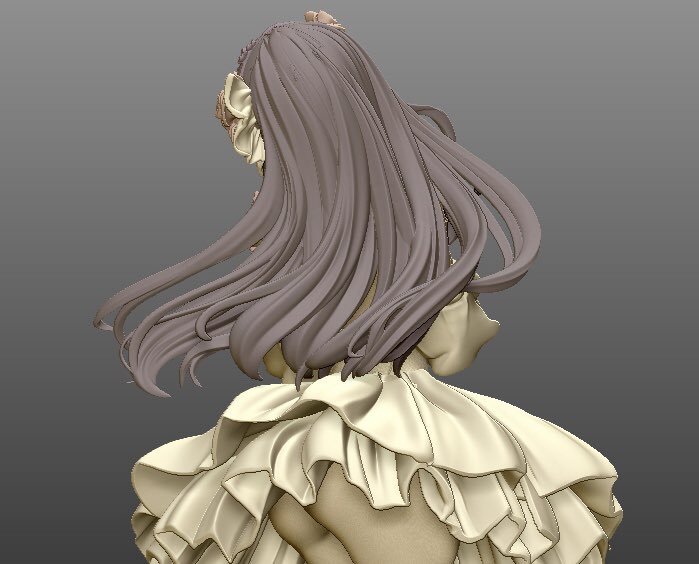 creamode's tweet image. 【原型登山・8号目】
髪の毛をぽつぽつ。ドレスはフリフリの予定！！フワッと感を出すのに是非とも三層にしてあげたい！