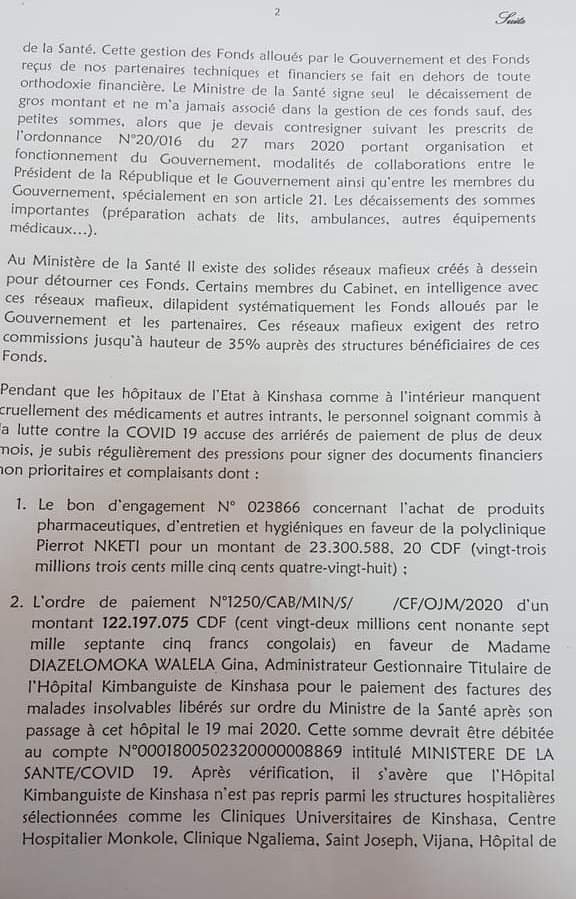 licocordc's tweet photo. #Gouvernance:Ce document attribué au Vice-ministre de la santé fait des révélations accablantes d'une gestion opaque des fonds alloués à la riposte contre COVID19.une enquête judiciaire vivement souhaitée.#RDC @Presidence_RDC @ @PrimatureRDC @MinJusticeRDC https://t.co/0Q1V1vsXp5