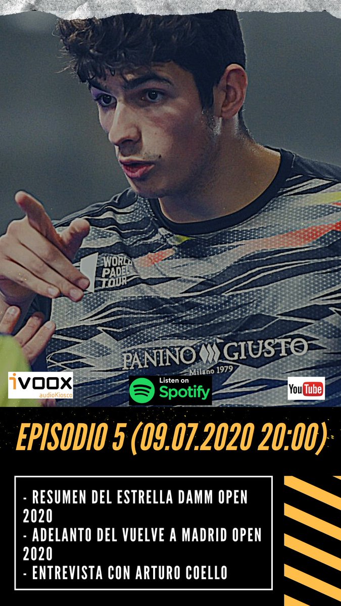 Mañana a las 20:00 nuevo episodio con la presencia de @Arturo_coello8.

#Padelmotions #padel #sport #worldpadeltour #deporte #podcast