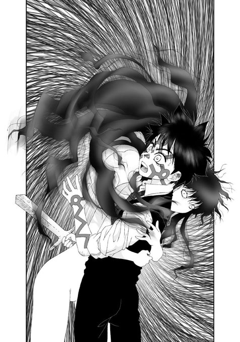 オイラの単行本「かごめかごめ」から
台詞フキダシ擬音無し絵その,34

まだまだ梅雨ですが(豪雨災害で梅雨というより雨期…風情が無くなったね〜)夏らしくなって来たぁ
霊魂vs妖怪(ホントは封印だけど…)だす 