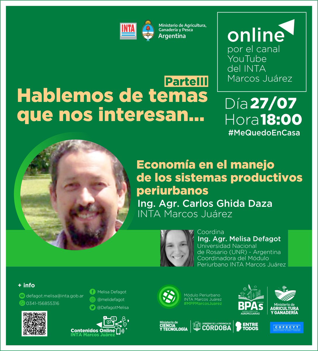 INTAMsJuarez's tweet photo. La #AgendaINTA en Marcos Juárez continúa la serie del #MóduloProductivoPeriurbano y los temas que interesan: la pata económica de los sistemas periurbanos. 27/7. Inscripción en: https://t.co/GAgT5QPYj5 https://t.co/0Jpi97vKo5