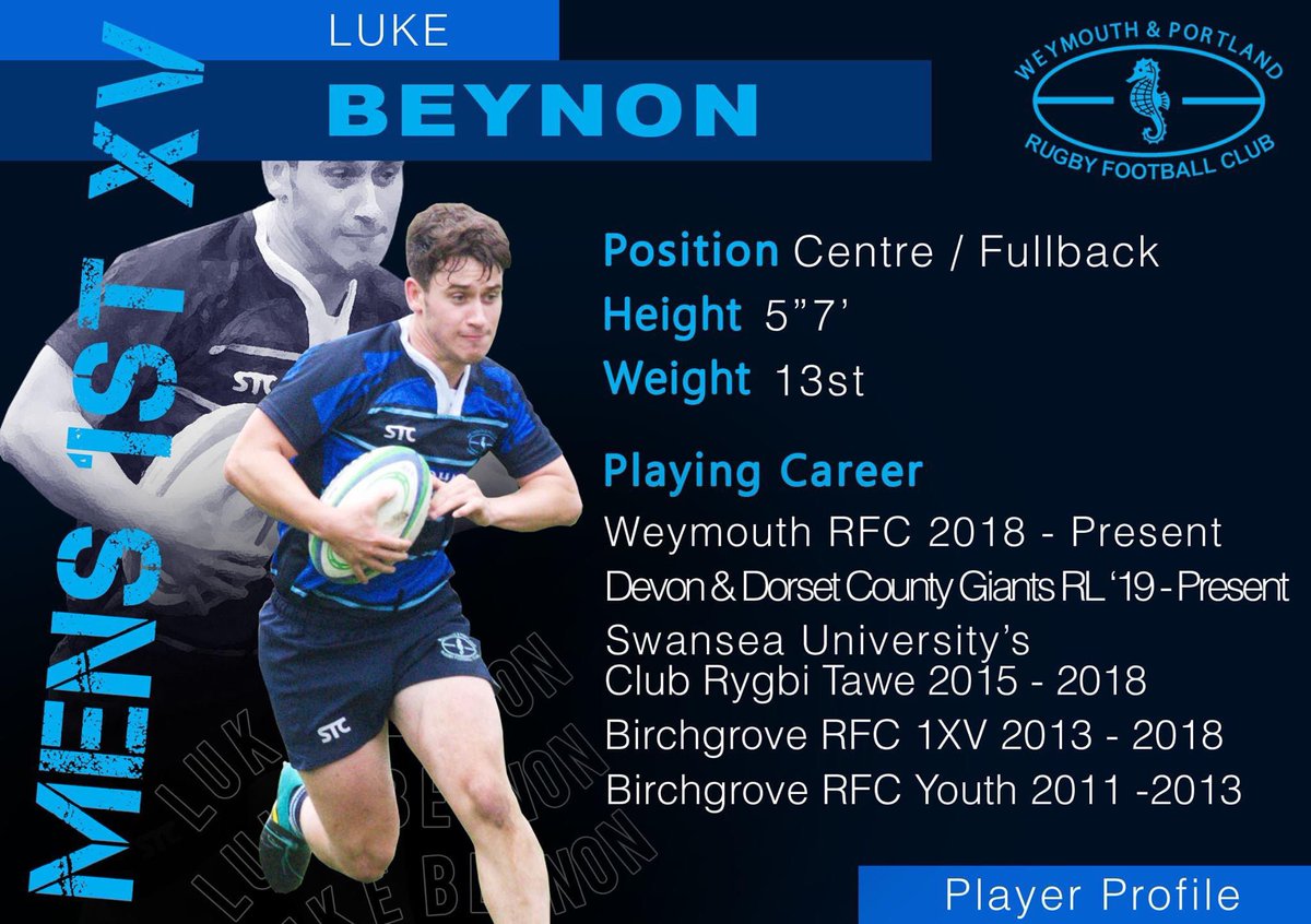 **PLAYER PROFILE - MENS 1ST XV**
#wprfc #weymouthandportlandrugbyclub #upthemightyseahorses