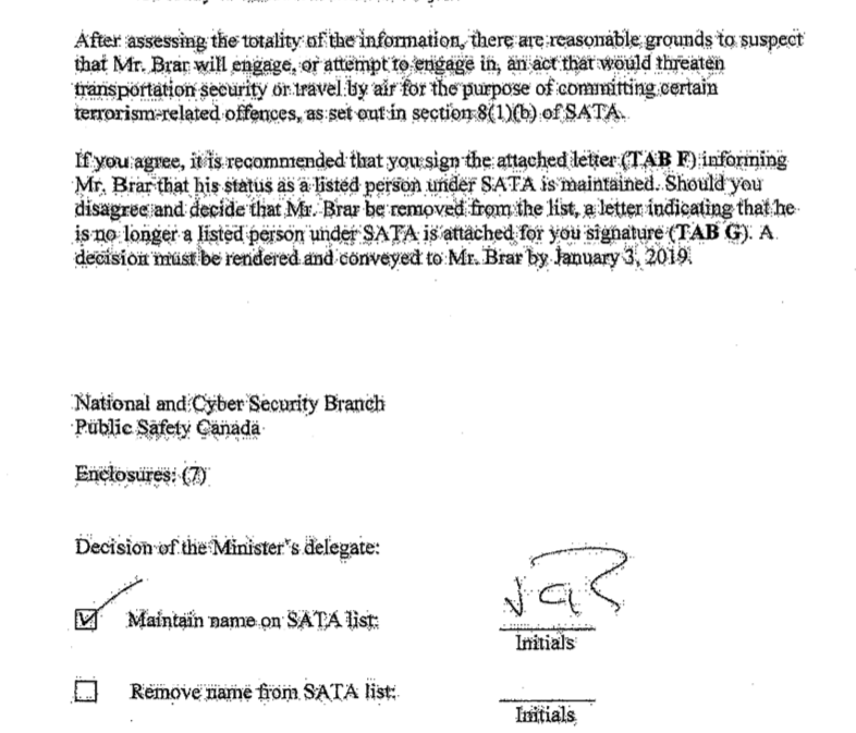 7. But after reviewing their denials & weighing them against the CSIS case brief, the government decided to keep them on the no-fly list.