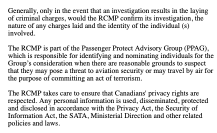 8. Despite the allegations, neither has been charged with any terrorism offences. The RCMP's response to  @globalnews:  https://globalnews.ca/news/7147226/secret-documents-csis-canadians-on-no-fly-list/