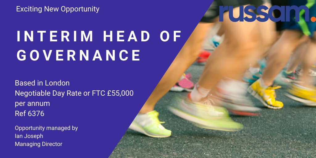 ** INTERIM HEAD OF GOVERNANCE FOR THE  LONDON MARATHON CHARITABLE TRUST **

Fabulous opportunity for an experienced Governance Expert within the Charity Sector

More details can be found here: buff.ly/3ebBaqU

#interim #charity #governance