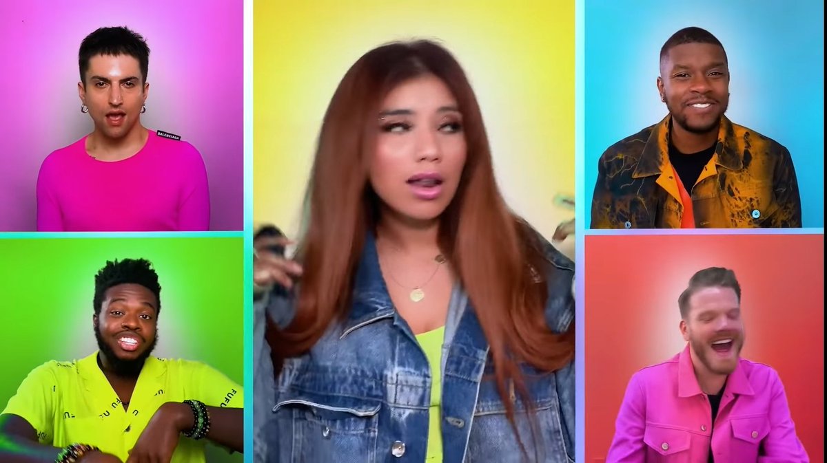 DebbieDemmy's tweet photo. LOVEDDDDDDD seeing @kirstin @KOlusola feeling that vibe, dancing!! This video was vibrant, feel good, this song is such a bop !!! #RepeatAllDay #PTXBreakMyHeart @mattsalleemusic @scotthoying @mitchgrassi https://t.co/e8PYGOHkBL