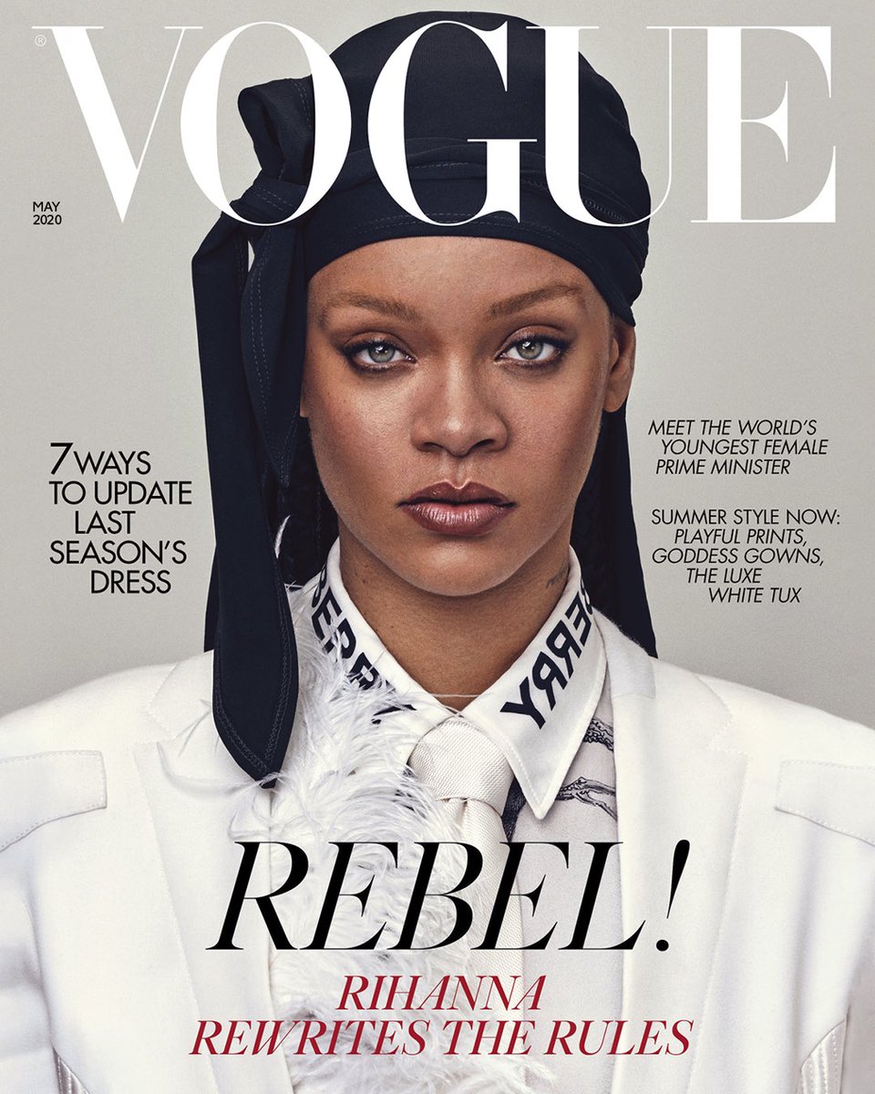 5. More illuminati symbolism on Vogue covers in black and white, plus sex kitten cat print and devils horns. Make no mistake these magazines are complicit with symbolism and signalling  #Vogue  #Time  #Rebel  #Rihanna  #Illuminati