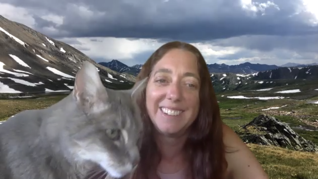 LozuponeLab's tweet photo. Lozupone lab weekly online meetings have been more entertaining with this guest speaker! We miss being in lab more, but we're doing our part. Stay safe everyone! https://t.co/xuGFnOHIqU
