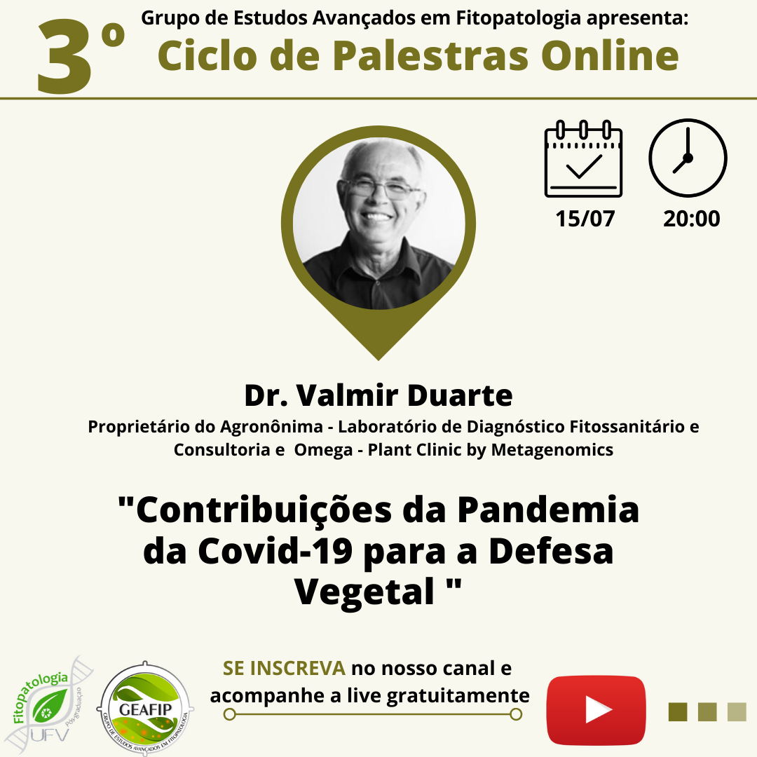 Dr. Valmir Duarte, in a few minutes, on our YouTube channel!